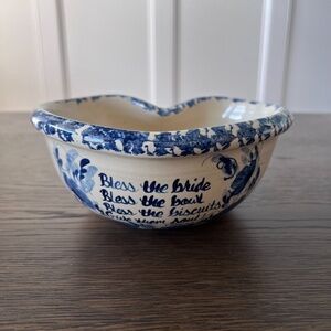 Vintage Marshall Pottery Texas Heart Shaped Bowl Stoneware Rare Find